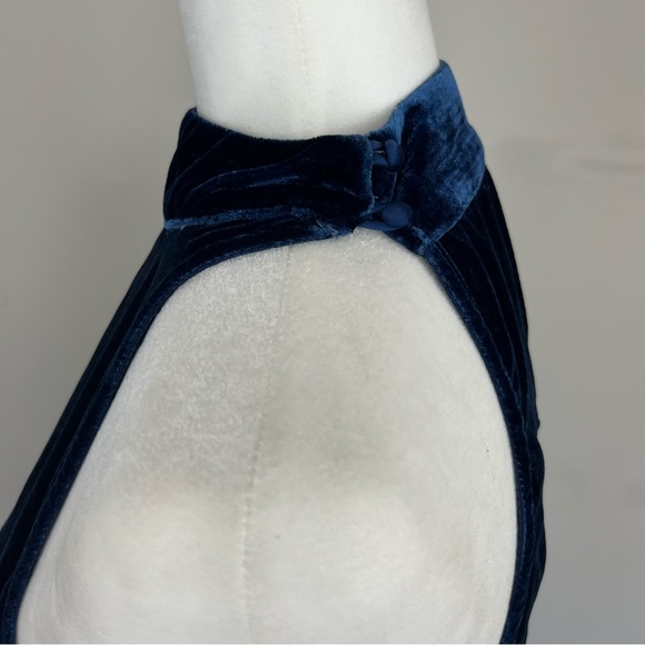 NWT FREE PEOPLE VELVET SEQUIN SWING MINI DRESS HALTER NECK SIZE MEDIUM IN BLUE - Picture 13 of 16